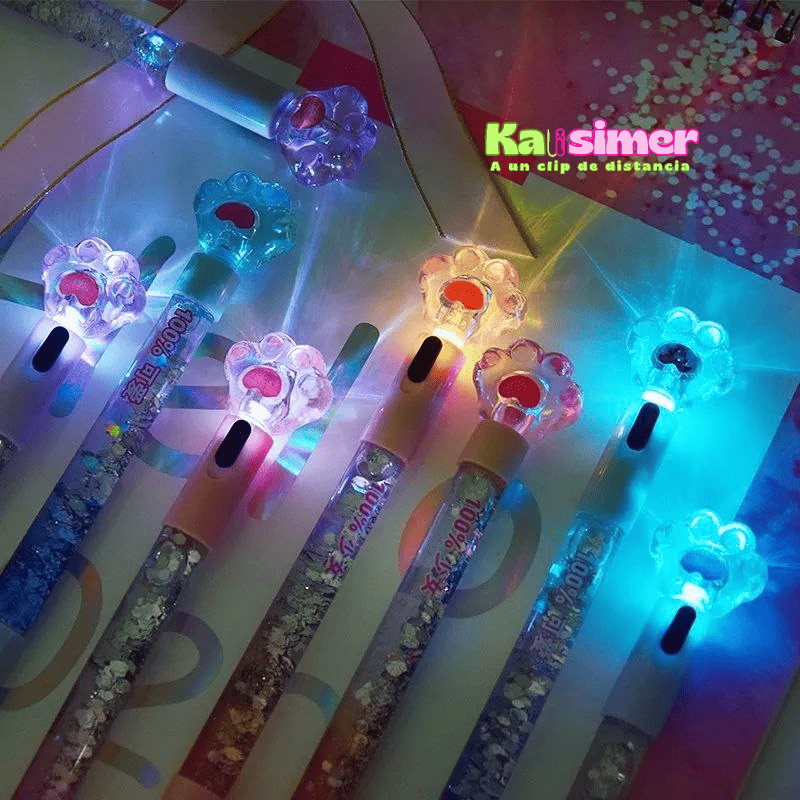 Esfero con luz huella de gato