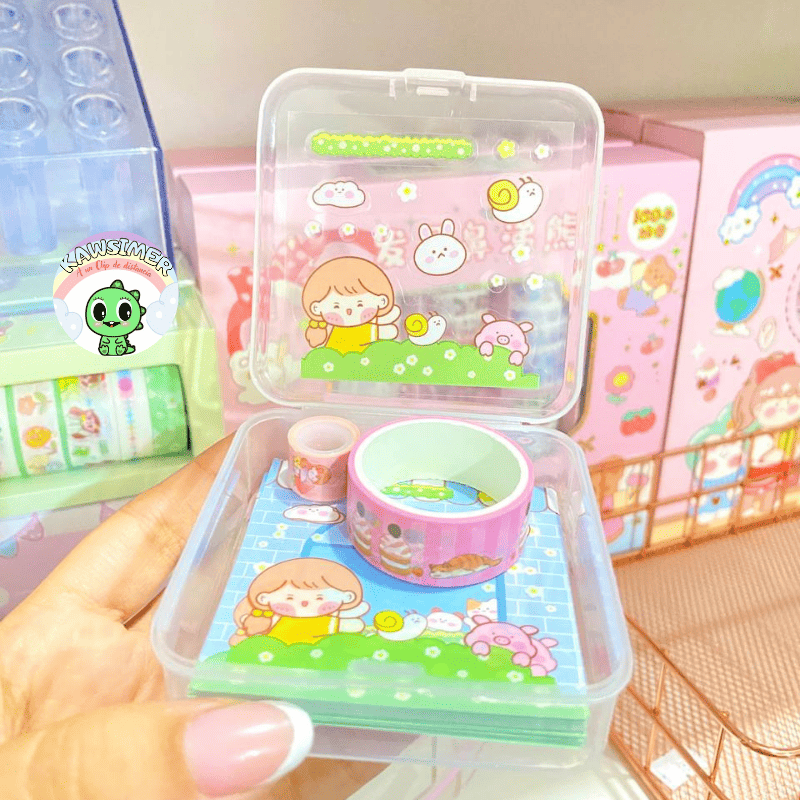 Kit de notas + washi tape+ stickers