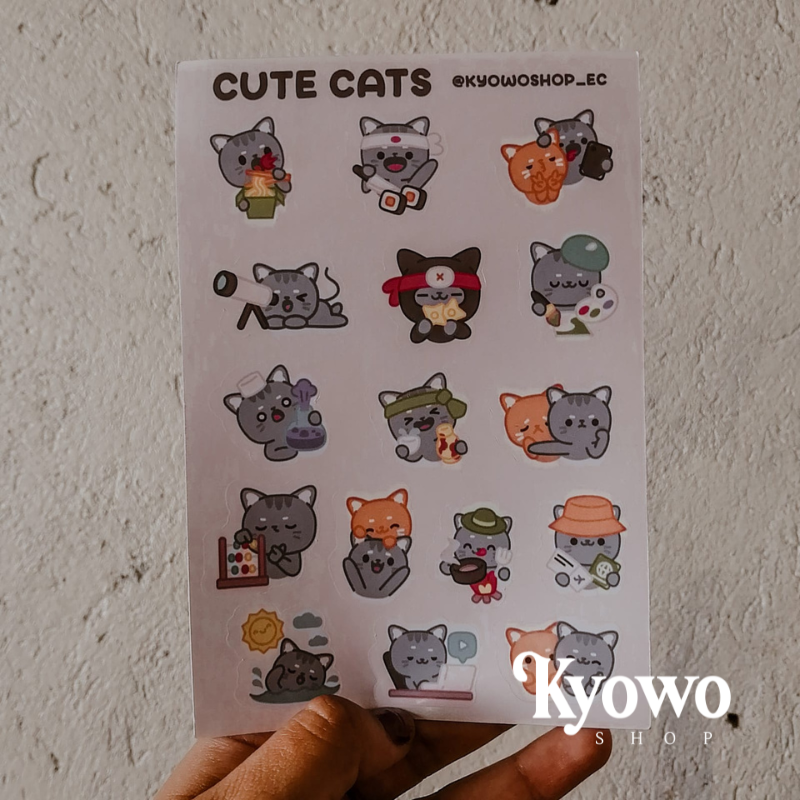 Plantilla stickers cute cat
