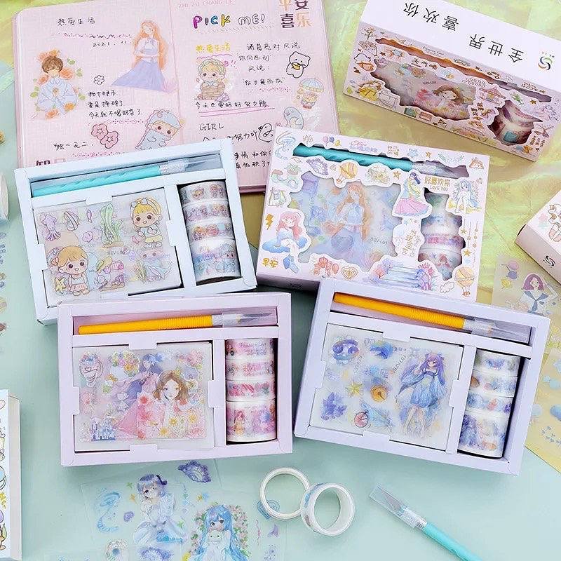 Kit de Stickers con washi tape y cuter - Image 2