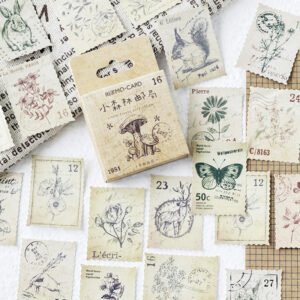 Caja de 46 stickers - estampillas vintage